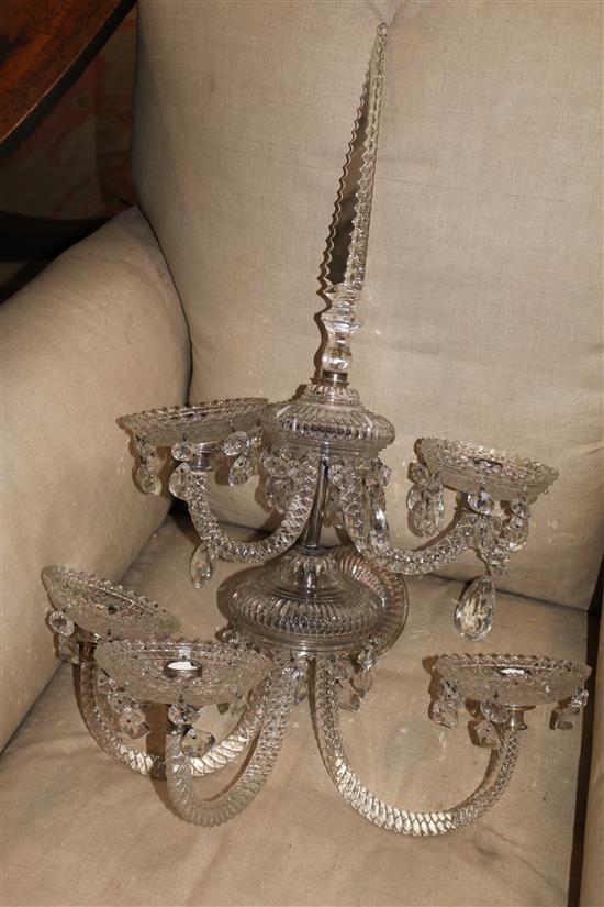 A pair of Victorian cut glass wall lights, in the manner of Osler Height 26in.